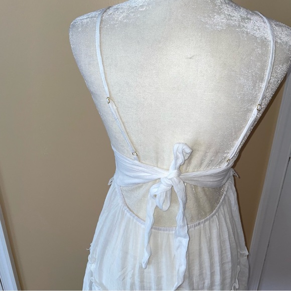 White Crochet Top Backless Mini Beach Coverup Dress - Picture 6 of 8